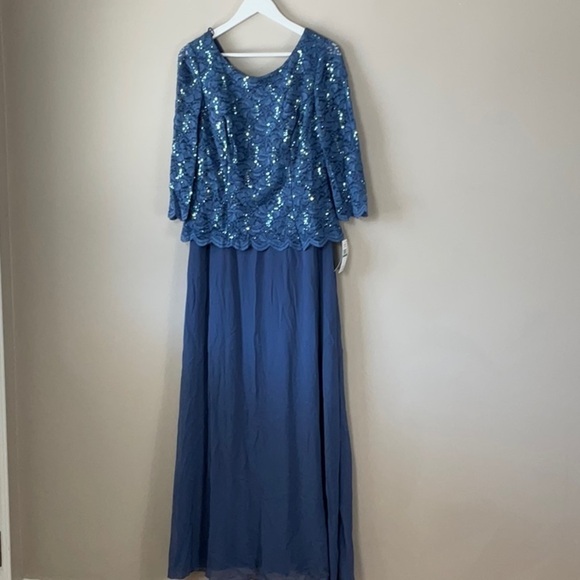 Alex Evenings Mock Two-Piece Gown wedgewood - Picture 2 of 11